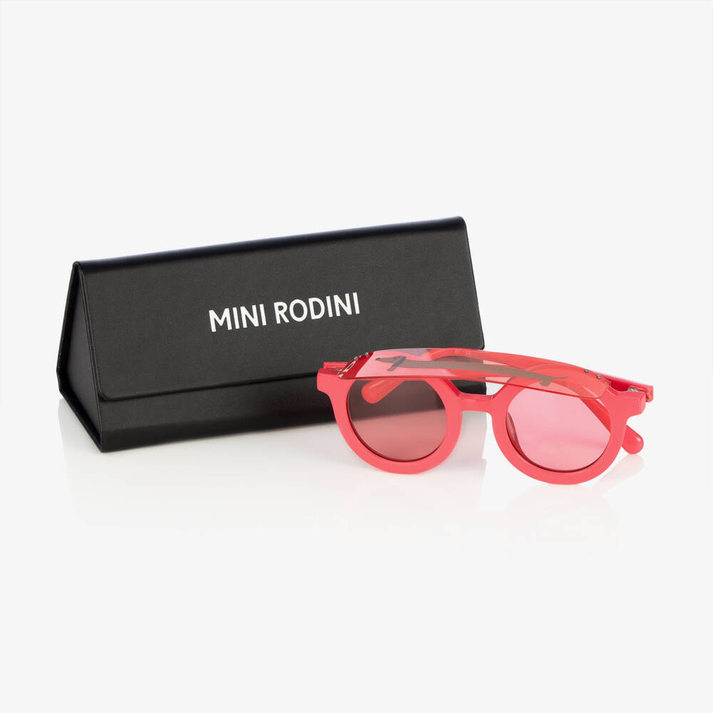 Mini Rodini-Girls Pink Dog Print Round Visor Sunglasses | Childrensalon Outlet