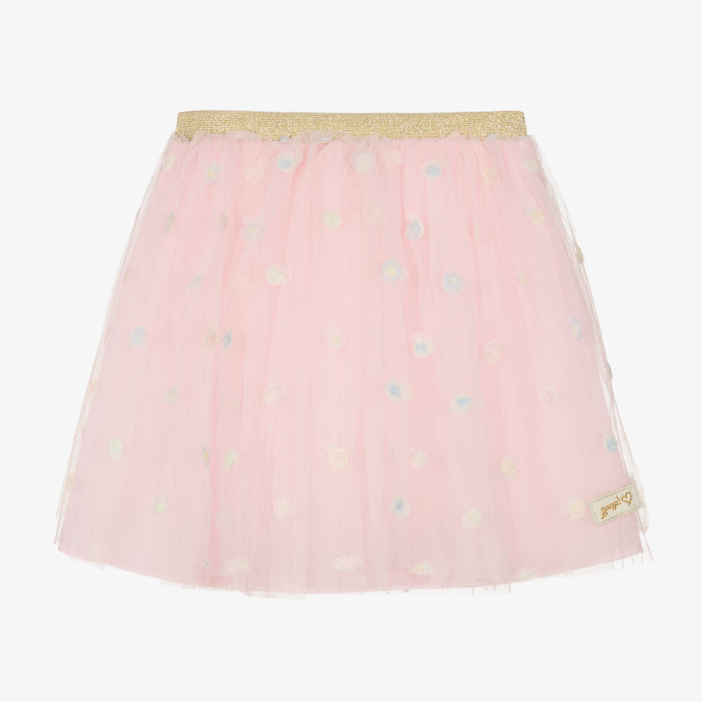 Souza-Girls Pink Embroidered Tulle Skirt | Childrensalon Outlet