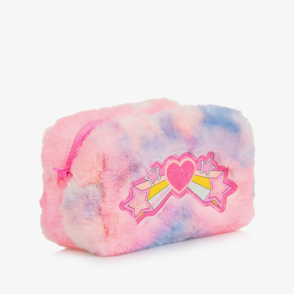 Billieblush-Girls Pink Faux Fur Pencil Case with Strap (18cm) | Childrensalon Outlet