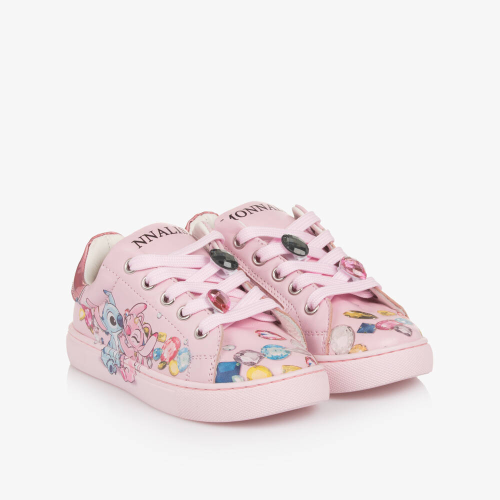 Monnalisa-Girls Pink Faux Leather Disney Trainers | Childrensalon Outlet