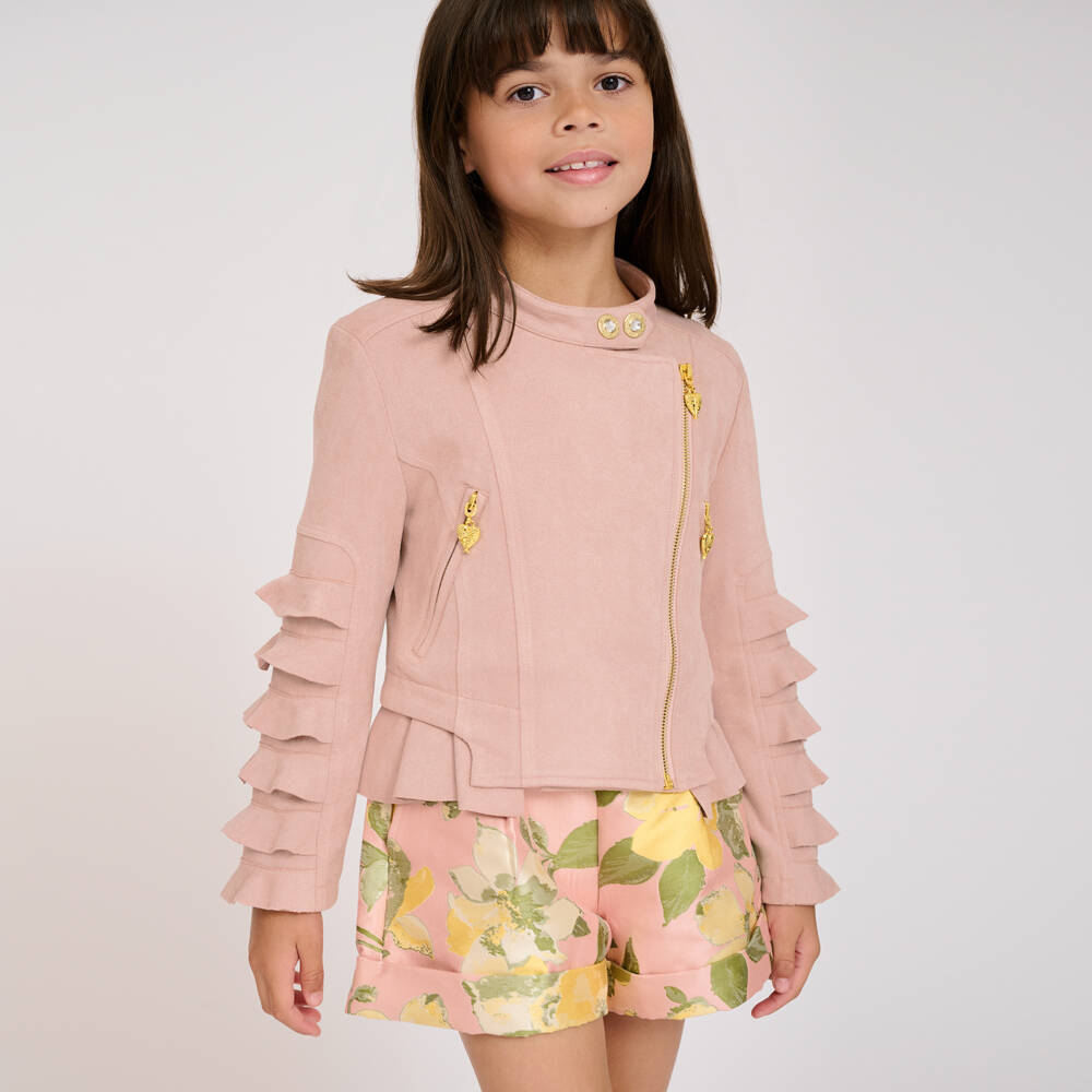 Angel's Face-Girls Pink Faux Suede Biker Jacket | Childrensalon Outlet