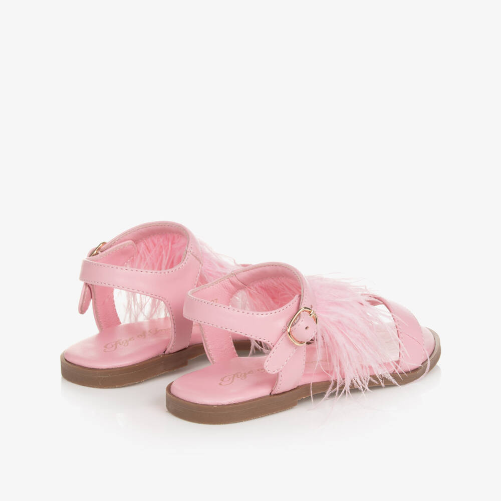Age of Innocence-Girls Pink Feather Sandals | Childrensalon Outlet