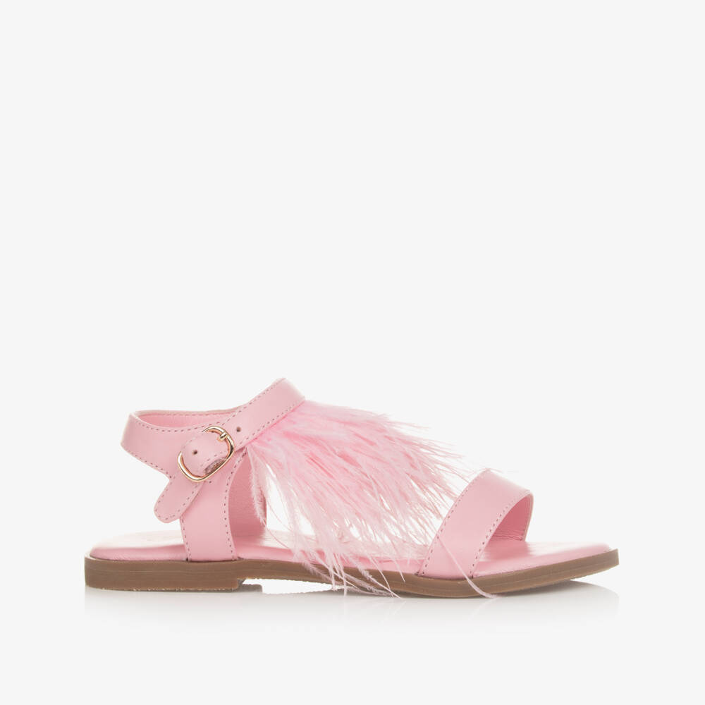 Age of Innocence-Girls Pink Feather Sandals | Childrensalon Outlet