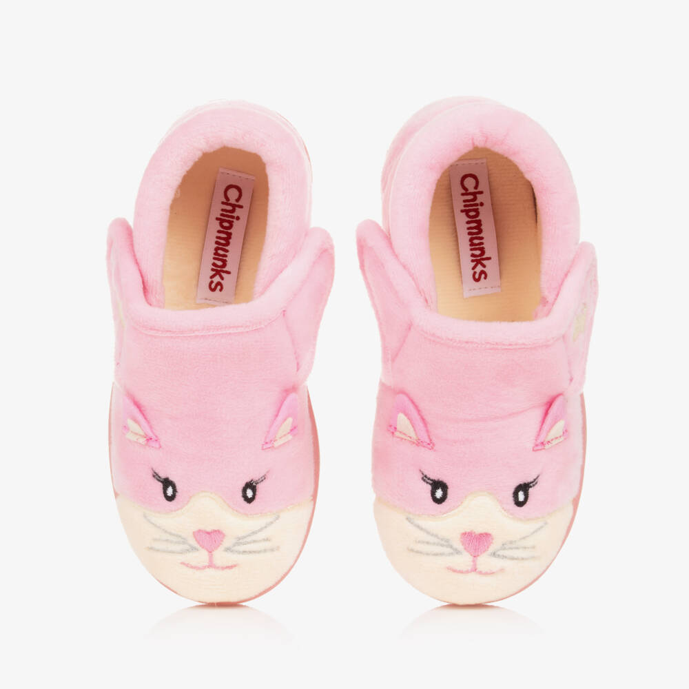 Chipmunks-Girls Pink Fleece Cat Slippers | Childrensalon Outlet