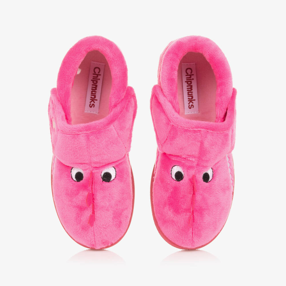 Chipmunks-Girls Pink Fleece Dinosaur Slippers | Childrensalon Outlet