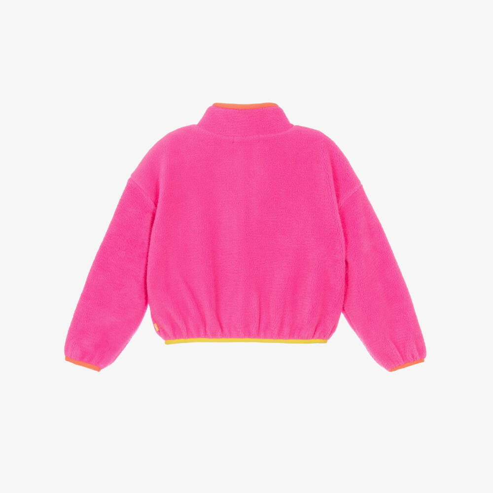 Billieblush-Girls Pink Fleece Jacket with Sequinned Pocket | Childrensalon Outlet