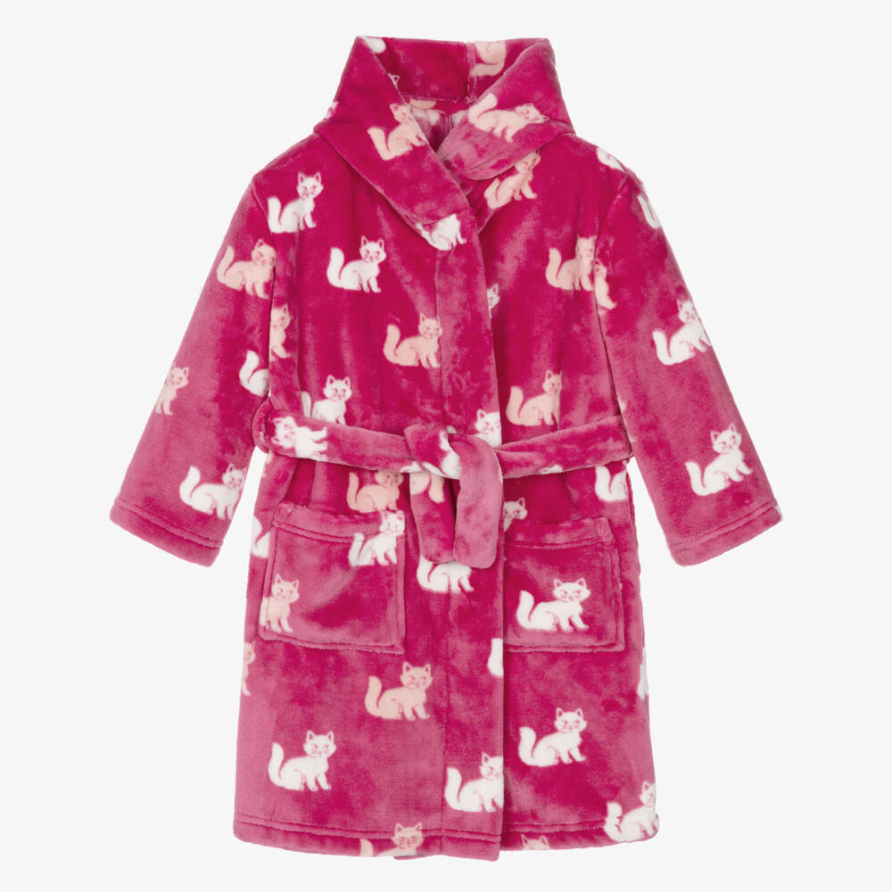 Hatley-Girls Pink Fleece Kittens Dressing Gown | Childrensalon Outlet