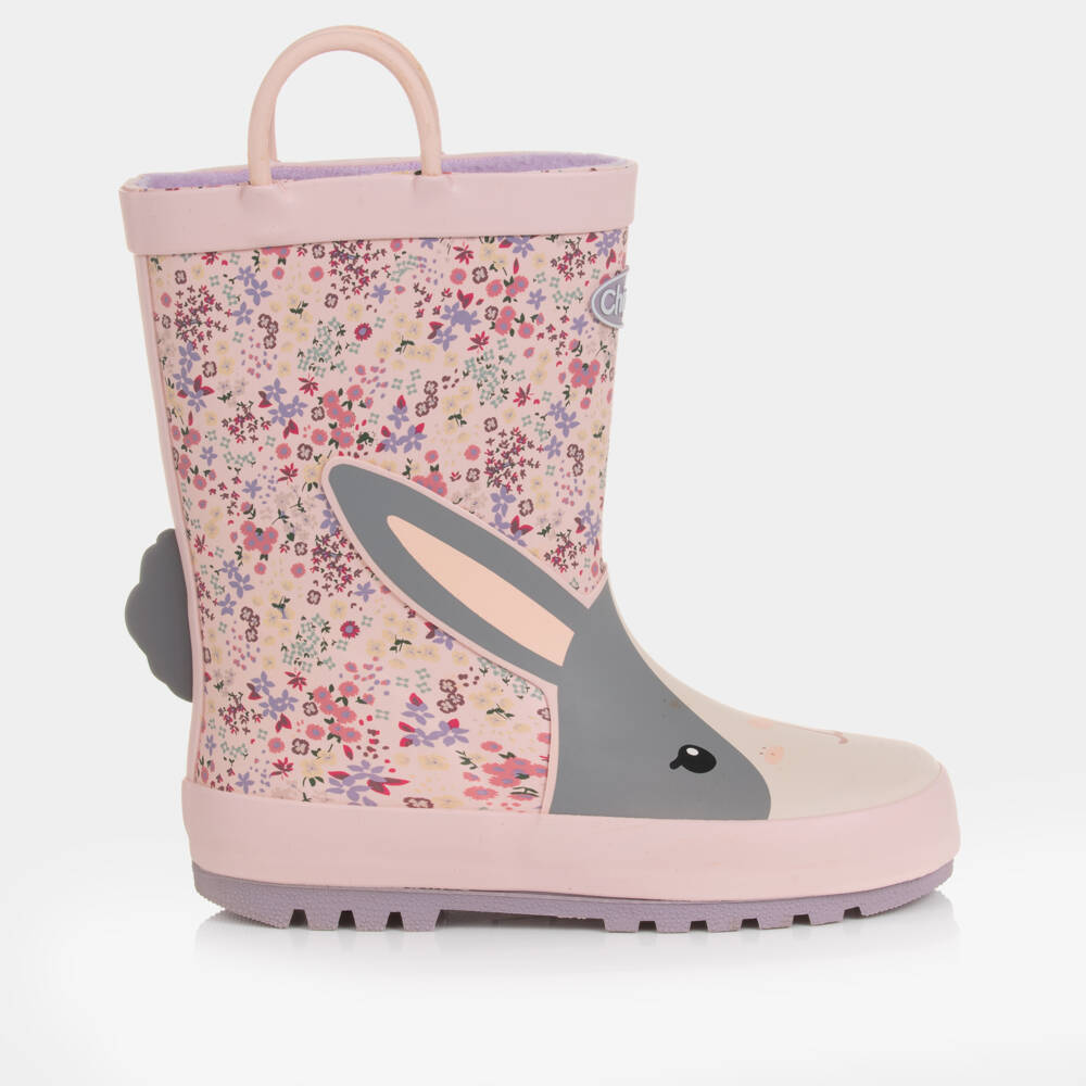 Chipmunks-Girls Pink Floral Bunny Rain Boots | Childrensalon Outlet