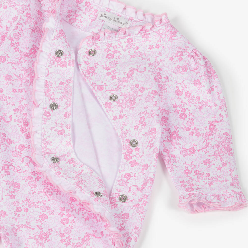 Kissy Kissy-Girls Pink Floral Cotton Babygrow | Childrensalon Outlet
