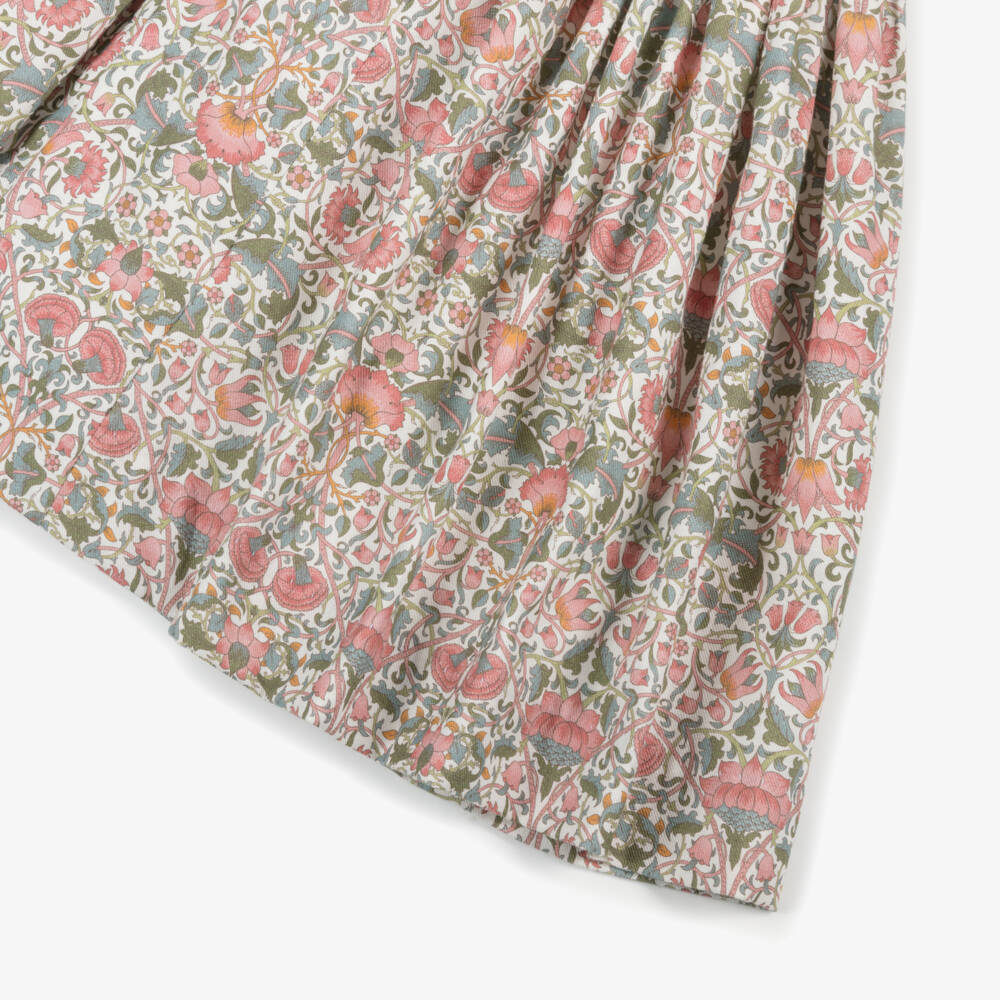 Kidiwi-Girls Pink Floral Hand-Smocked Cotton Dress | Childrensalon Outlet