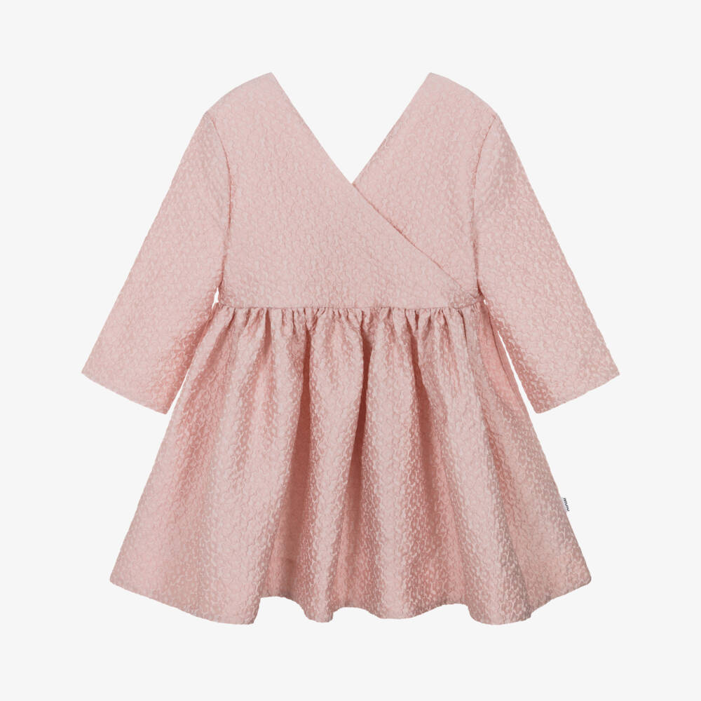 Molo-Girls Pink Floral Jacquard Dress | Childrensalon Outlet