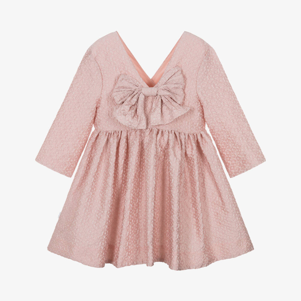 Molo-Girls Pink Floral Jacquard Dress | Childrensalon Outlet