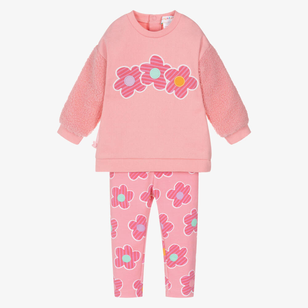 Agatha Ruiz de la Prada-Girls Pink Floral Jersey & Fleece Leggings Set | Childrensalon Outlet