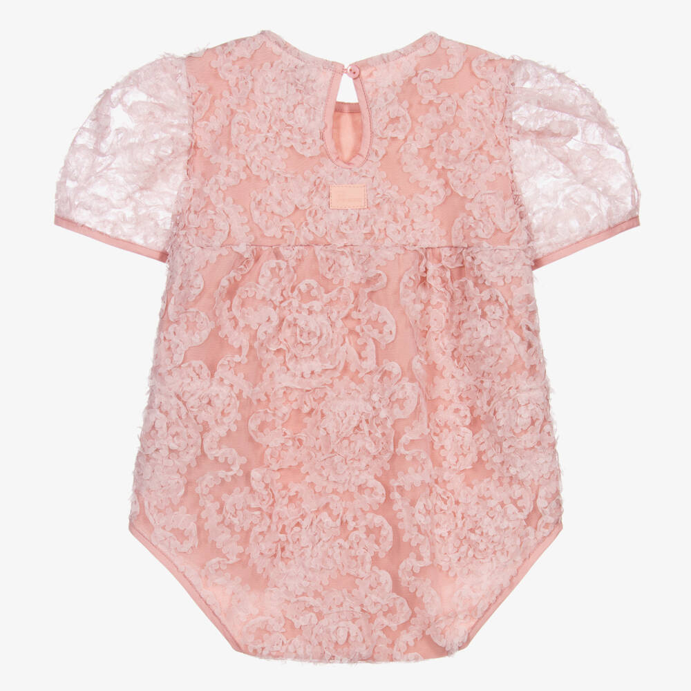 The Tiny Universe-Girls Pink Floral Lace Bodysuit | Childrensalon Outlet