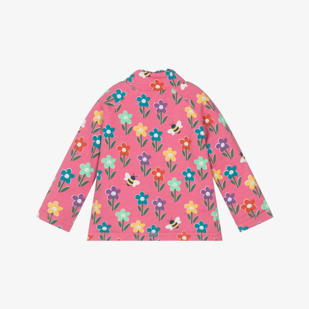 Frugi-Girls Pink Floral Organic Cotton Snuggle Fleece Sweatshirt | Childrensalon Outlet