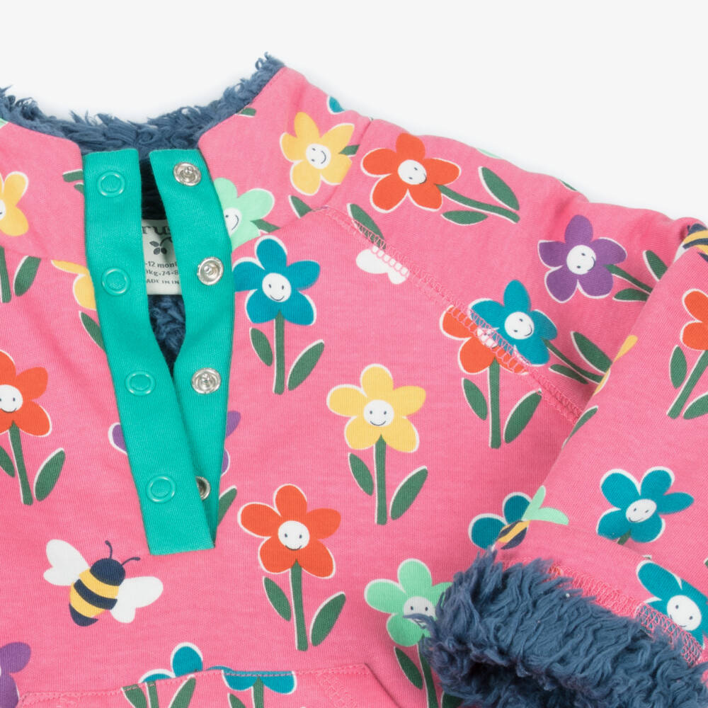Frugi-Girls Pink Floral Organic Cotton Snuggle Fleece Sweatshirt | Childrensalon Outlet