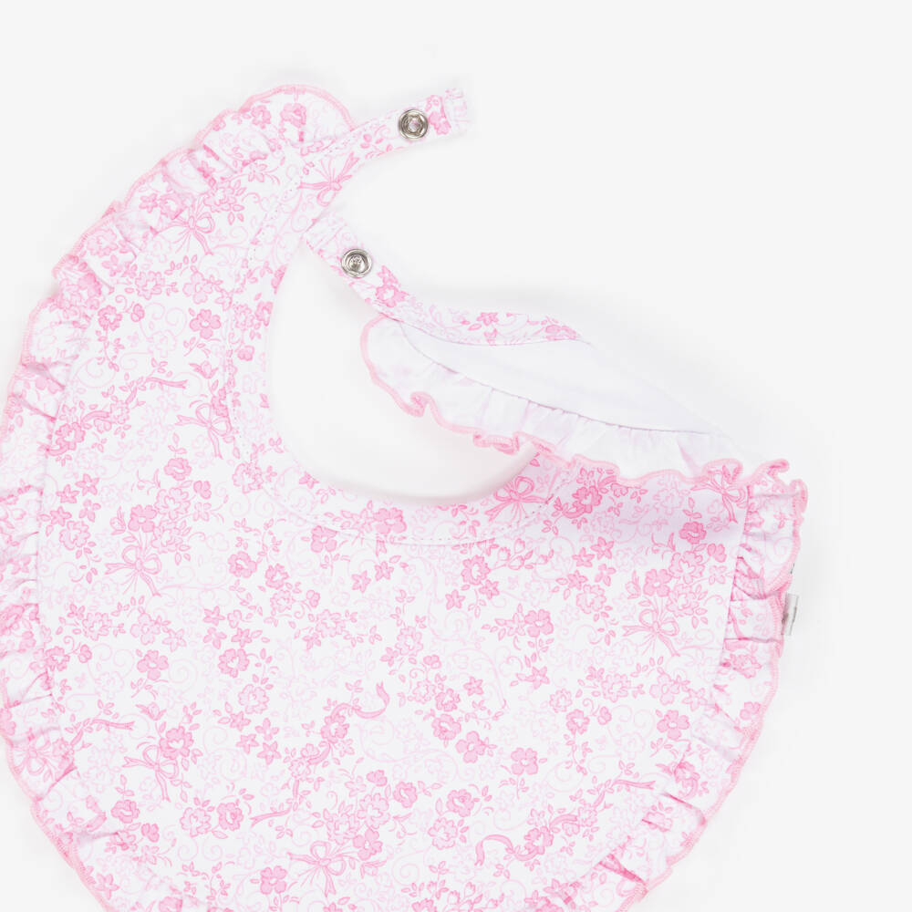 Kissy Kissy-Girls Pink Floral Pima Cotton Bib | Childrensalon Outlet