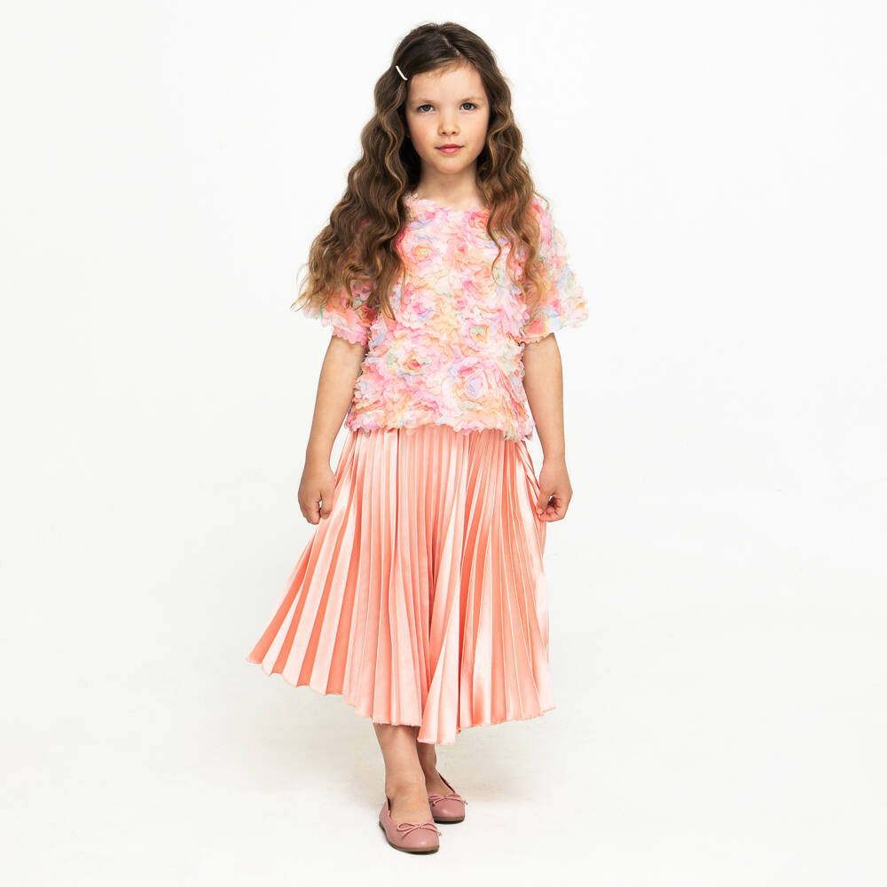 The Tiny Universe-Girls Pink Floral Tulle Blouse | Childrensalon Outlet
