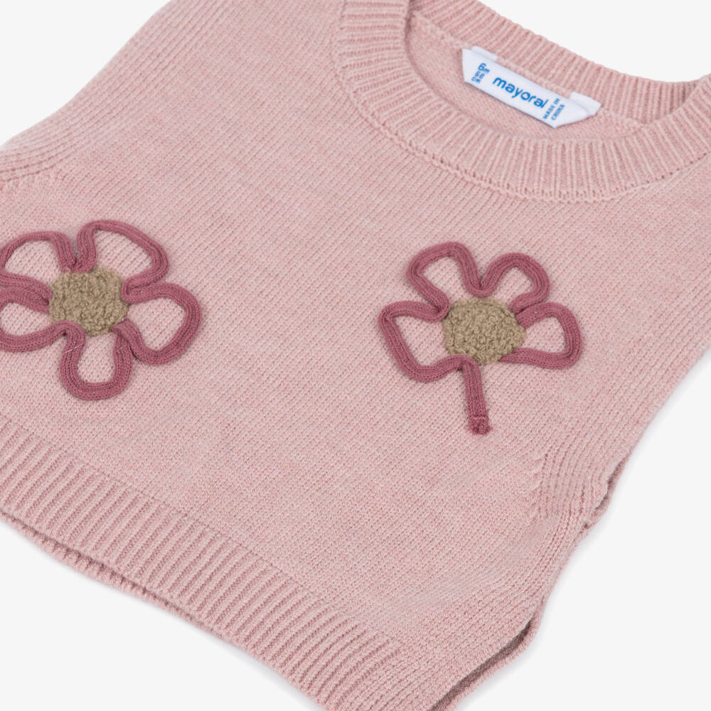 Mayoral-Girls Pink Flower Velour Trouser Set | Childrensalon Outlet