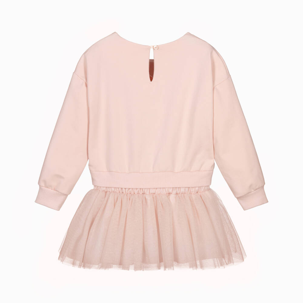 Lapin House-Girls Pink Flowers Jersey & Tulle Dress | Childrensalon Outlet