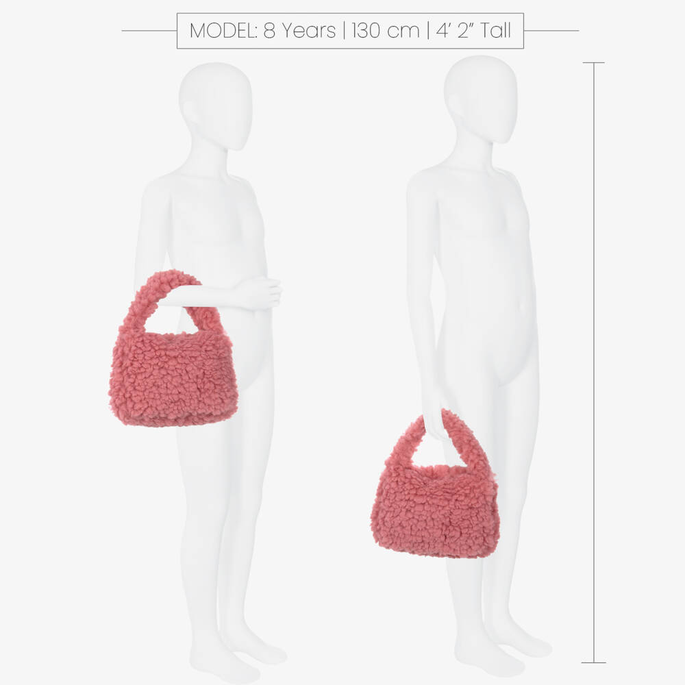 Molo-Girls Pink Fluffy Fleece Hand Bag (28cm) | Childrensalon Outlet