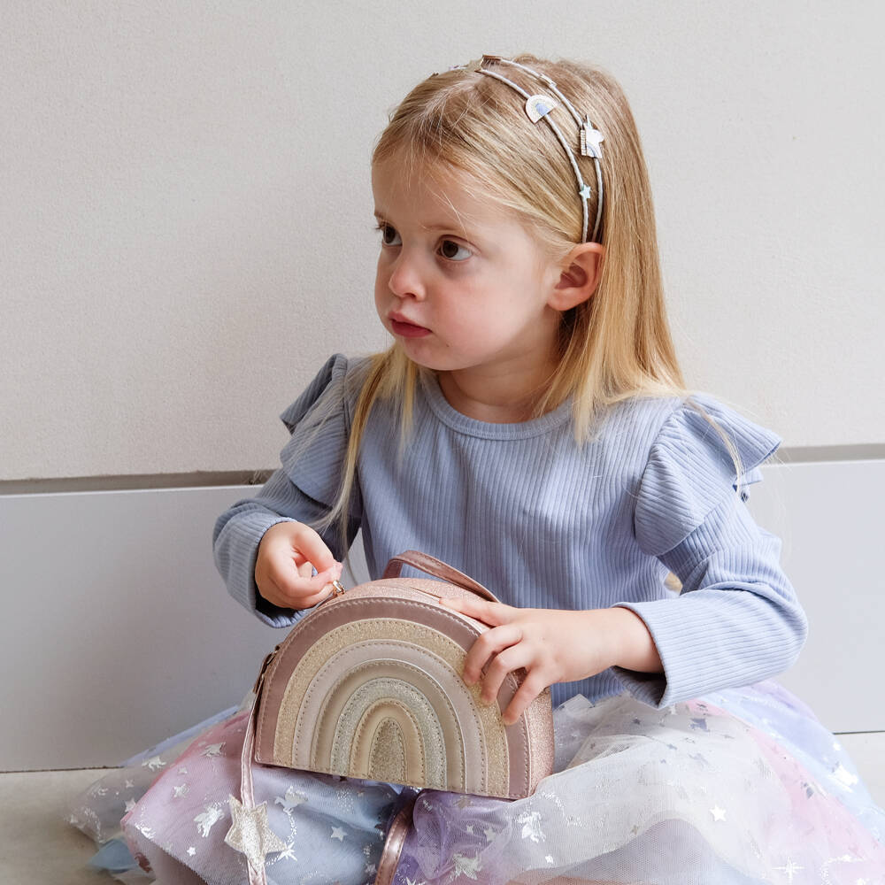 Mimi & Lula-Girls Pink Glitter Rainbow Bag (17cm) | Childrensalon Outlet