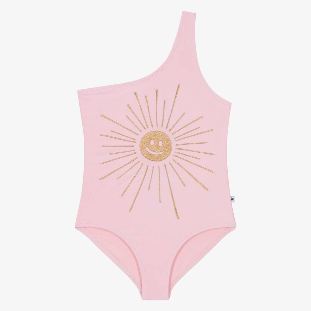 Molo-Girls Pink Glittery Sun Swimsuit (UPF50+) | Childrensalon Outlet