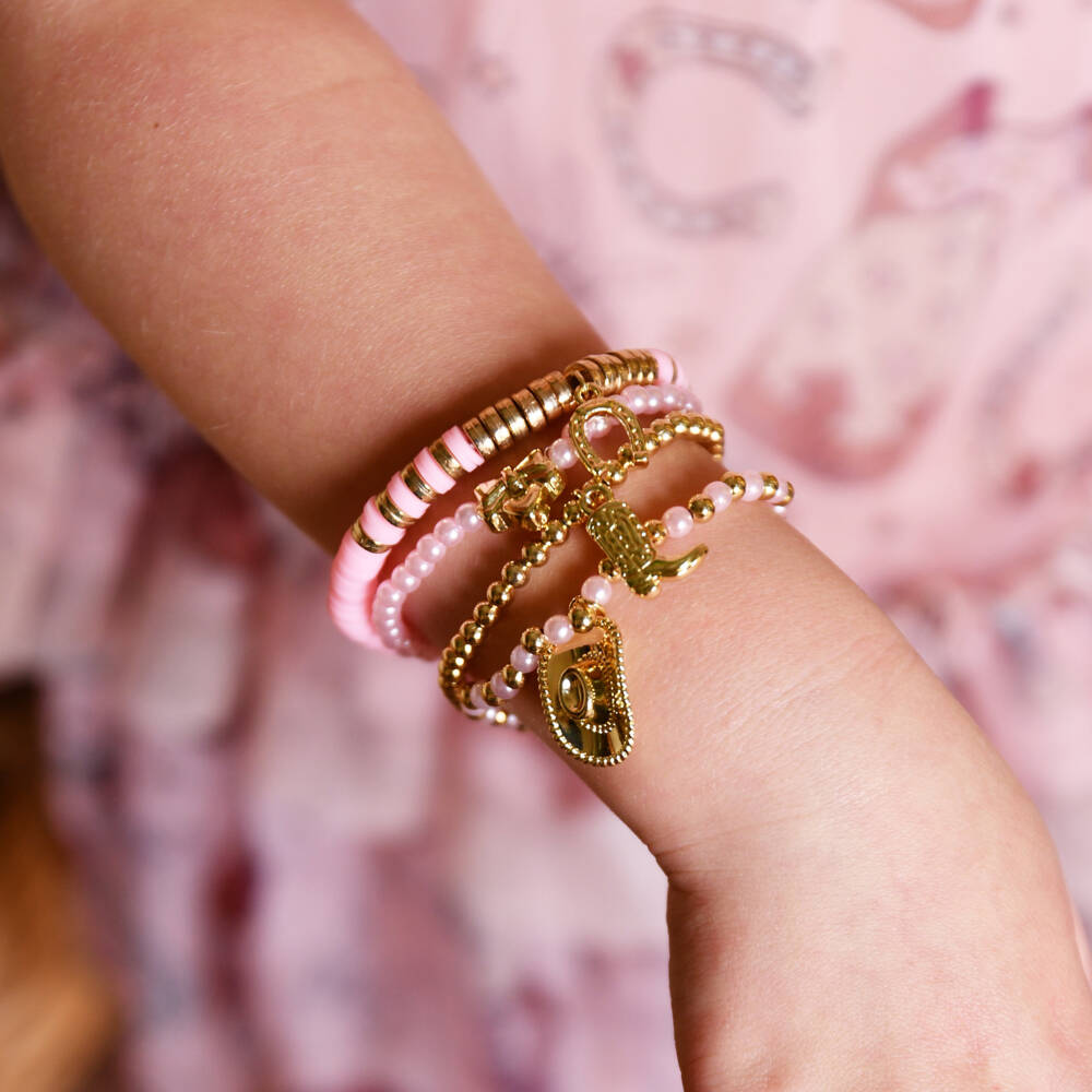 Angel's Face-Girls Pink & Gold Cowboy Bead Bracelets (4 Pack) | Childrensalon Outlet