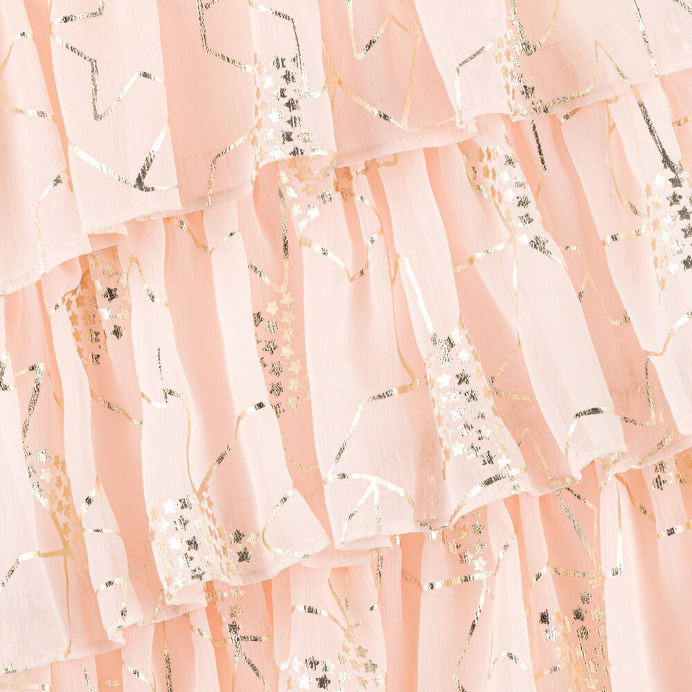 Billieblush-Girls Pink & Gold Crêpe Star Print Dress | Childrensalon Outlet