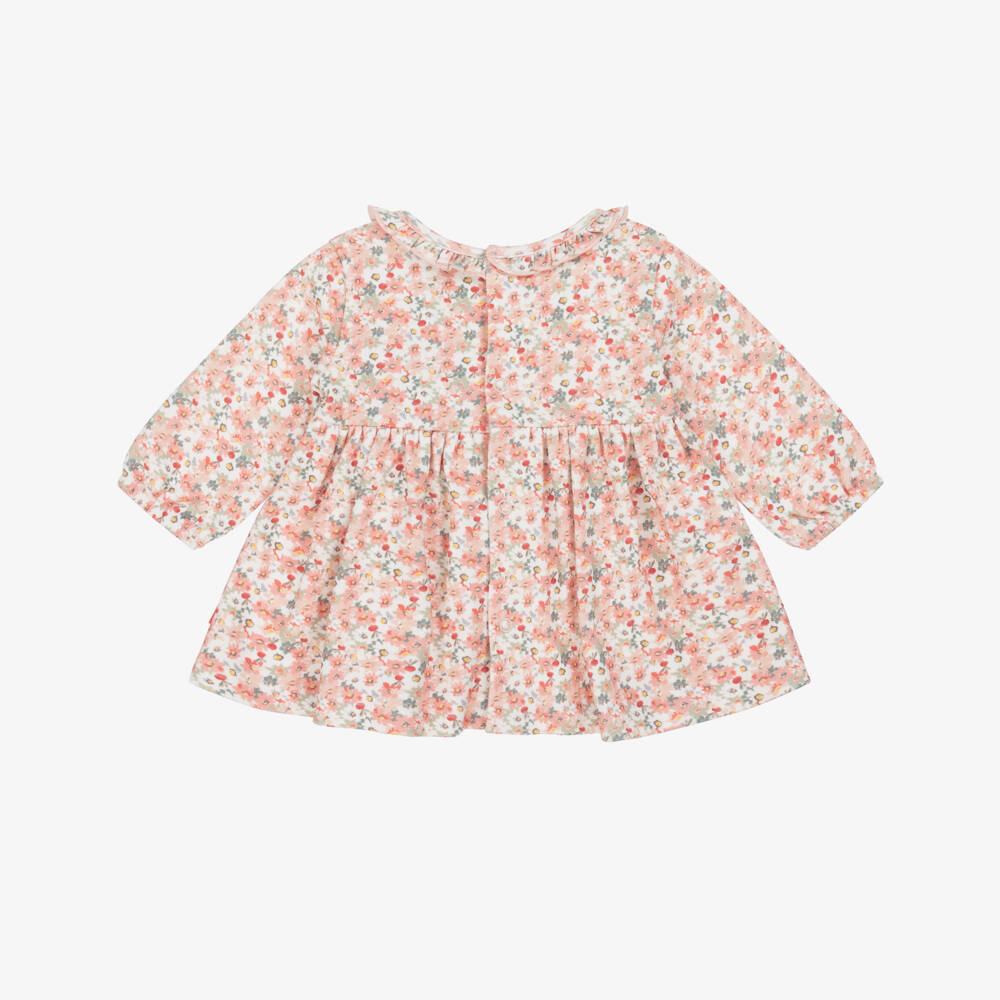 Tutto Piccolo-Girls Pink & Green Floral Cotton Jersey Dress Set | Childrensalon Outlet