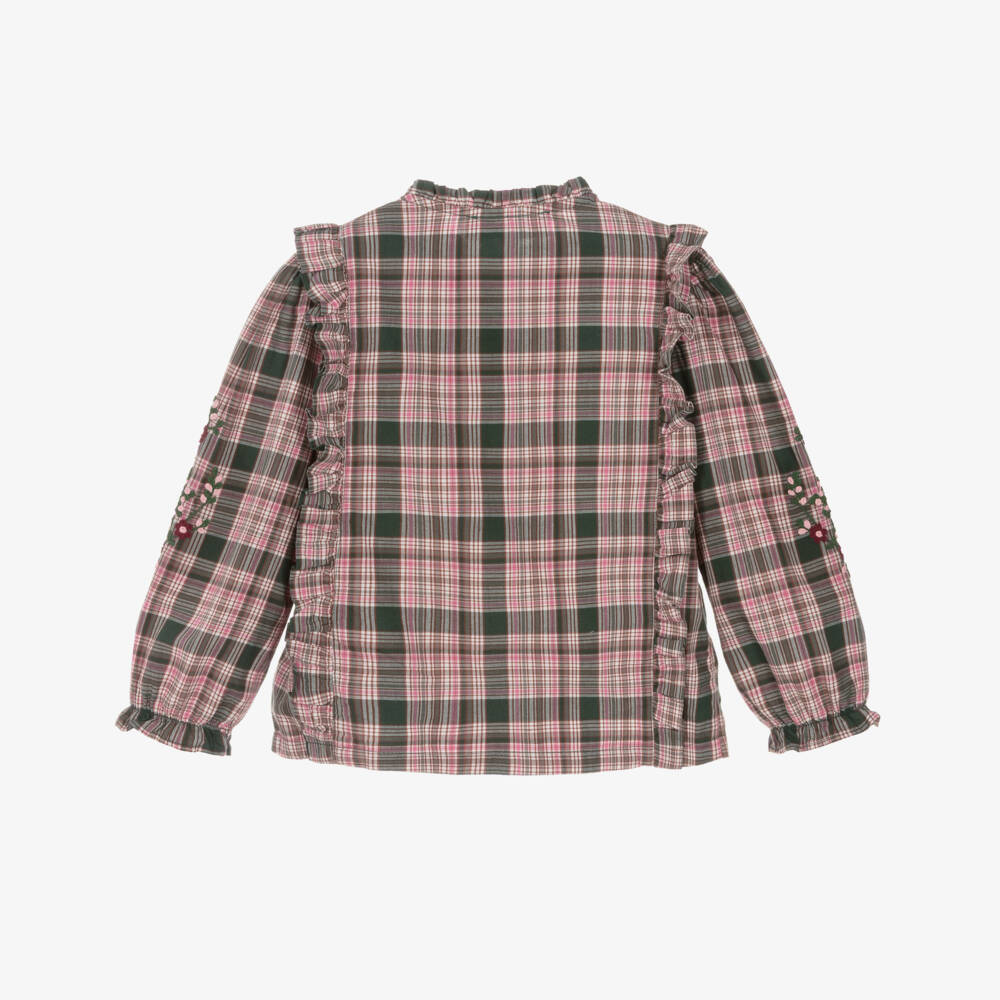 Tartine et Chocolat-بلوزة قطنية بنقشة مربعات وردية للبنات | Childrensalon Outlet