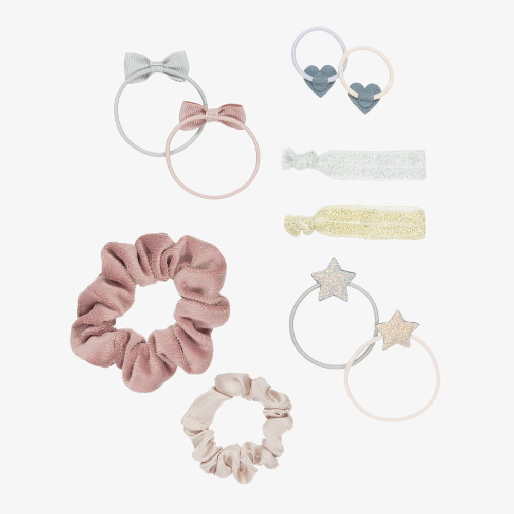 Mimi & Lula-Girls Pink Hair Elastics in Tulle Pouch (10 Pack) | Childrensalon Outlet