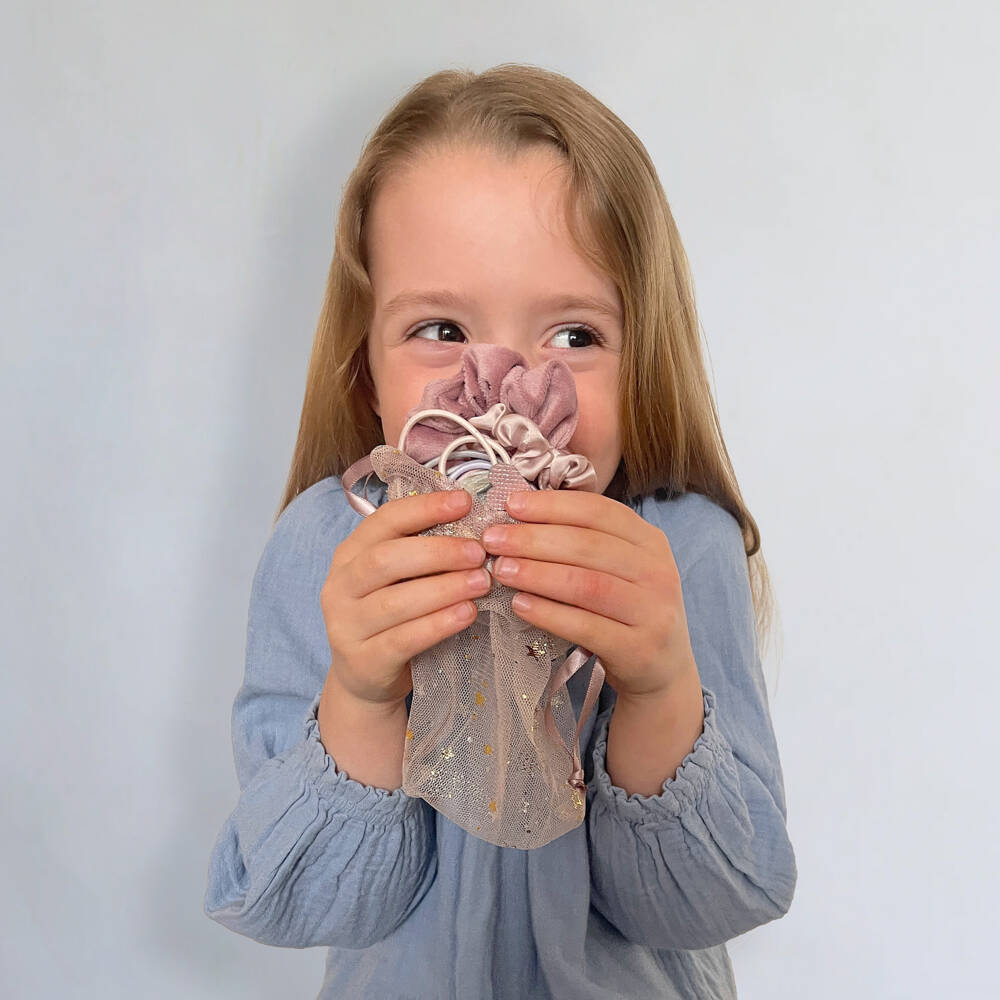 Mimi & Lula-Girls Pink Hair Elastics in Tulle Pouch (10 Pack) | Childrensalon Outlet
