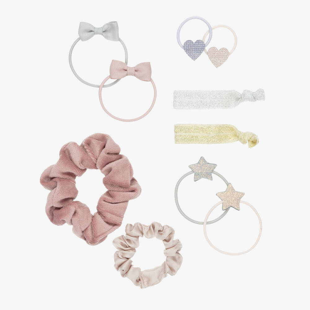 Mimi & Lula-Girls Pink Hair Elastics in Tulle Pouch (10 Pack) | Childrensalon Outlet