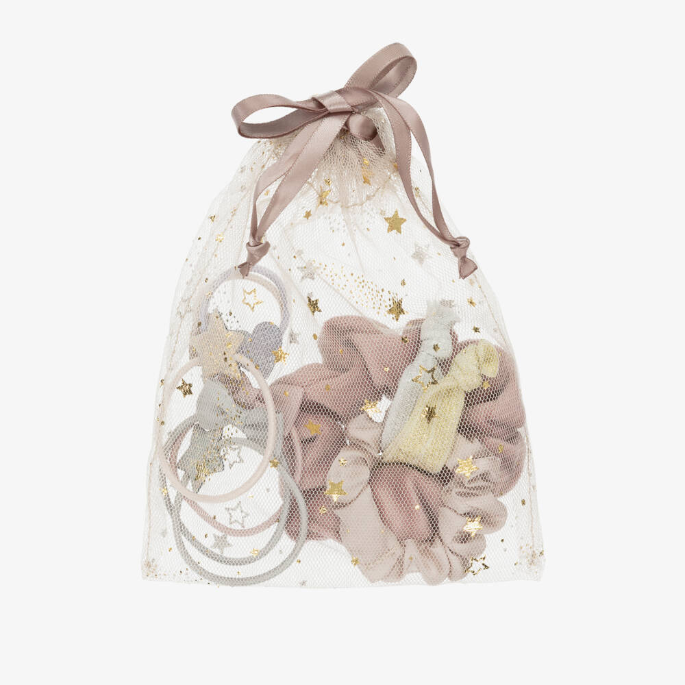 Mimi & Lula-Girls Pink Hair Elastics in Tulle Pouch (10 Pack) | Childrensalon Outlet