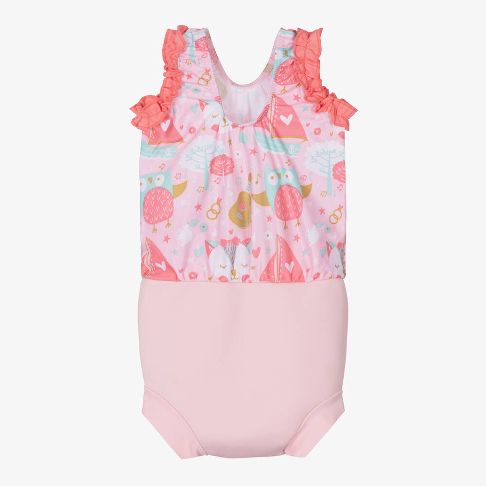 Splash About-Girls Pink Happy Nappy Swimsuit (UPF50+) | Childrensalon Outlet