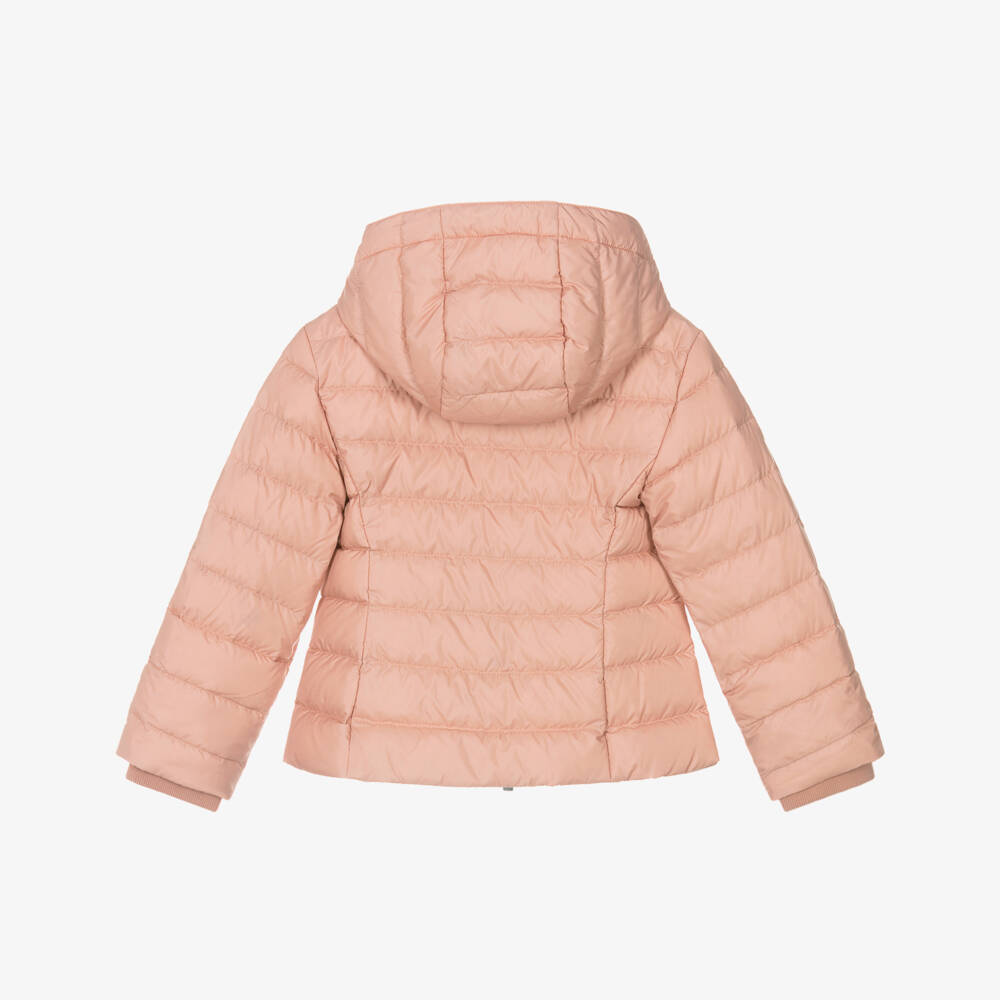 Burberry-Girls Pink Hooded Down Puffer Jacket | Childrensalon Outlet
