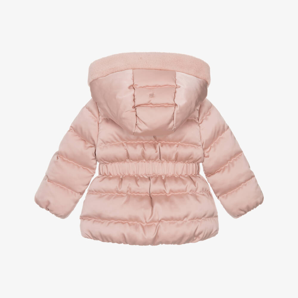 Abel & Lula-Girls Pink Hooded Puffer Coat | Childrensalon Outlet