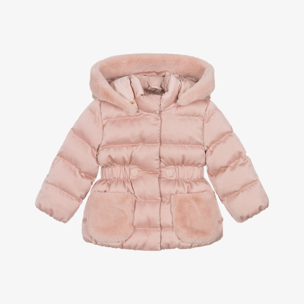 Abel & Lula-Girls Pink Hooded Puffer Coat | Childrensalon Outlet
