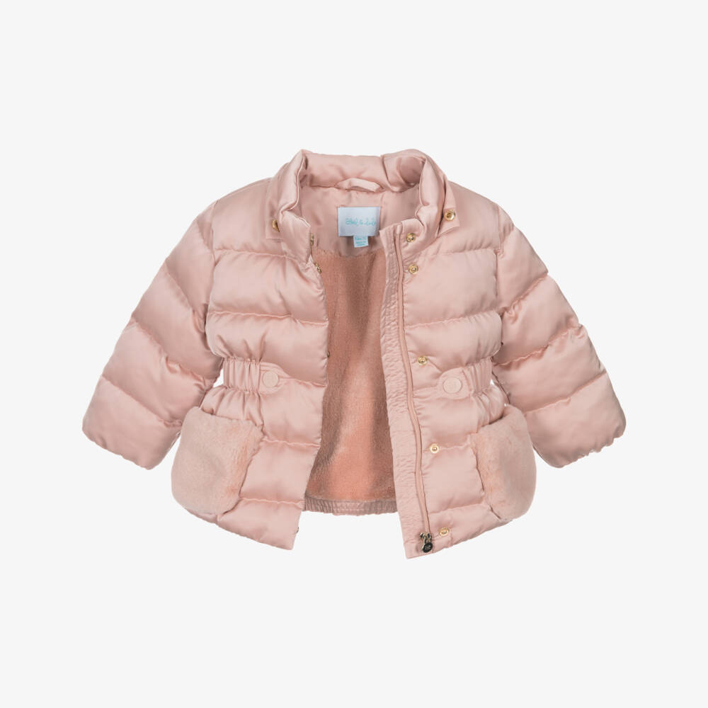 Abel & Lula-Girls Pink Hooded Puffer Coat | Childrensalon Outlet