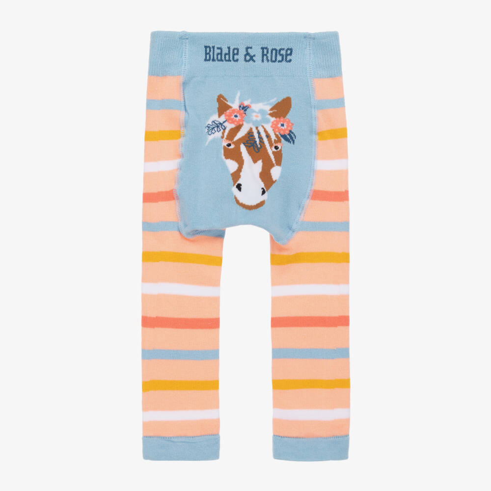 Blade & Rose-Girls Pink Horse Striped Leggings | Childrensalon Outlet