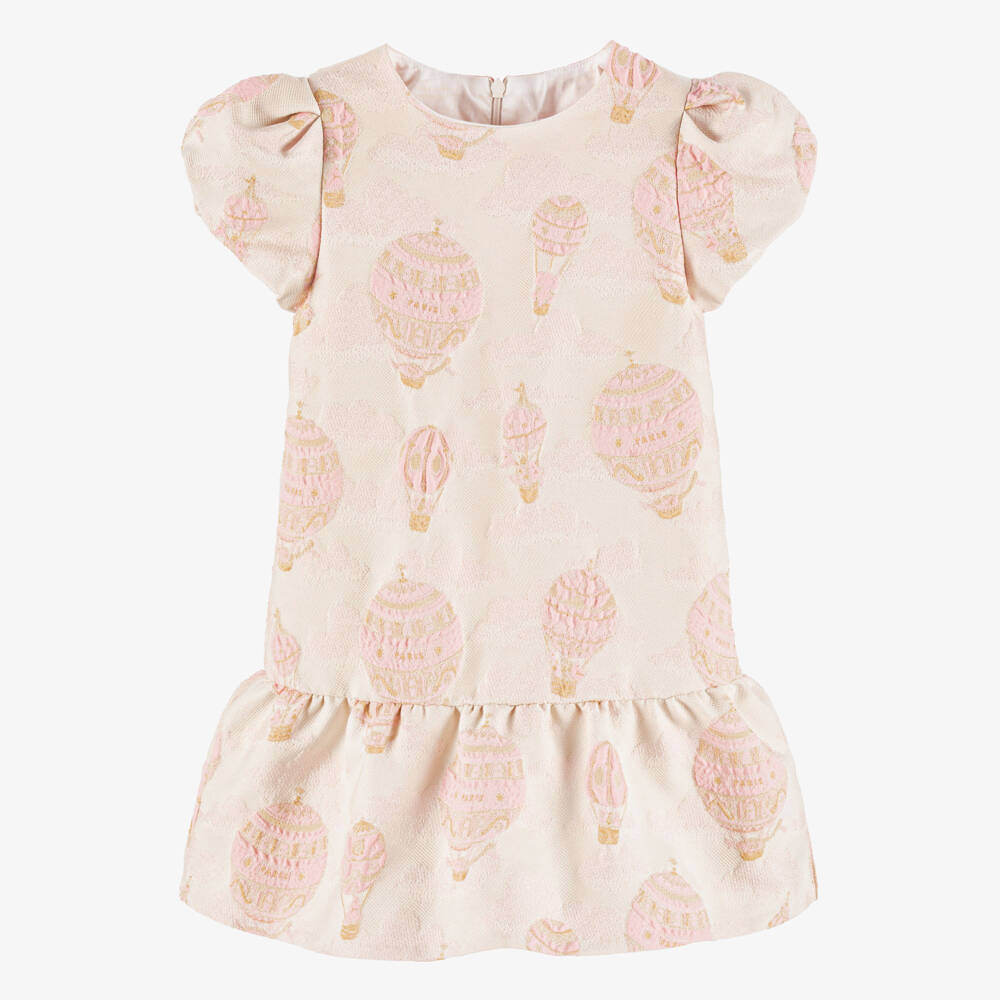Atelier Choux Paris-Girls Pink Hot Air Balloon Jacquard Dress | Childrensalon Outlet
