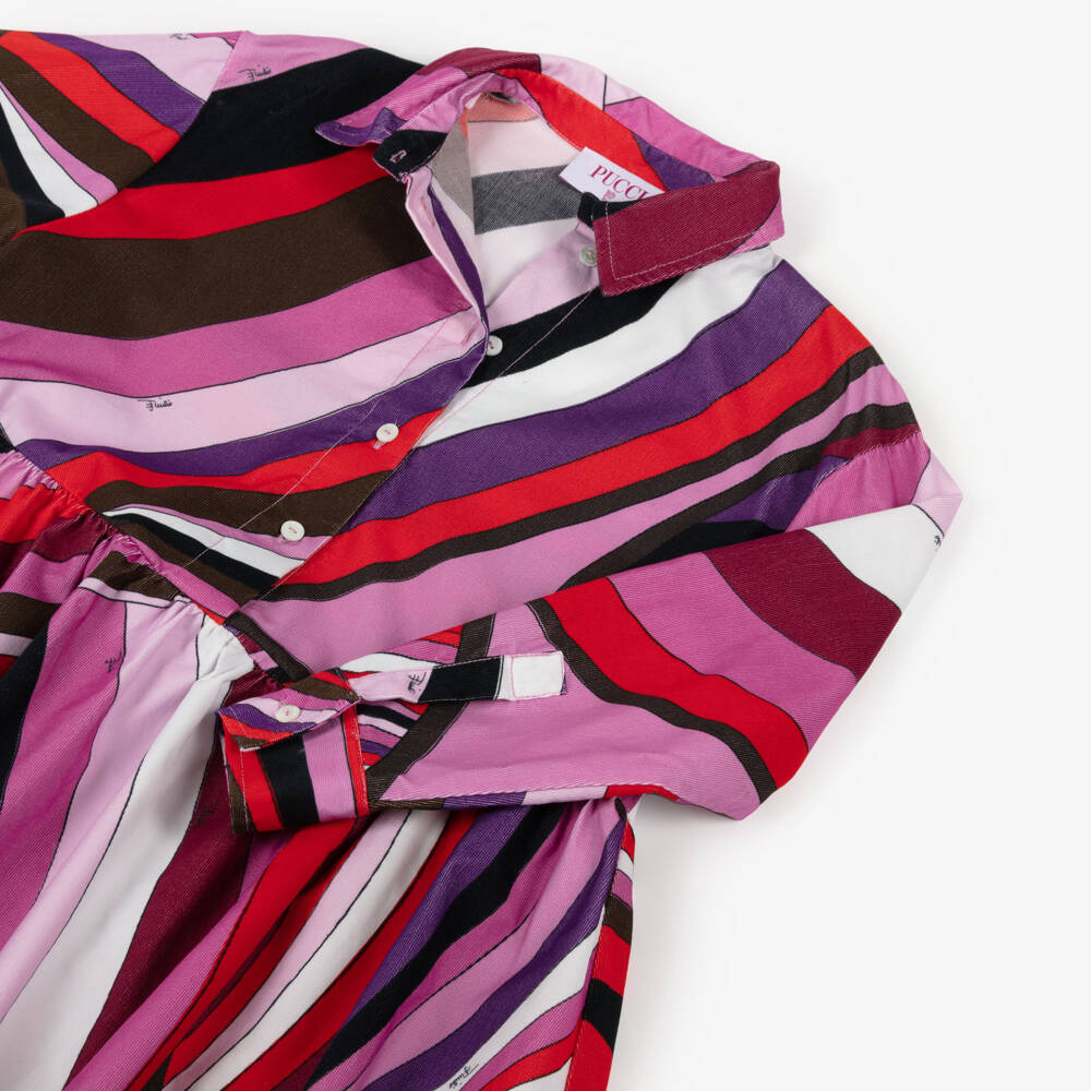 PUCCI-Girls Pink Iride Print Needlecord Dress | Childrensalon Outlet