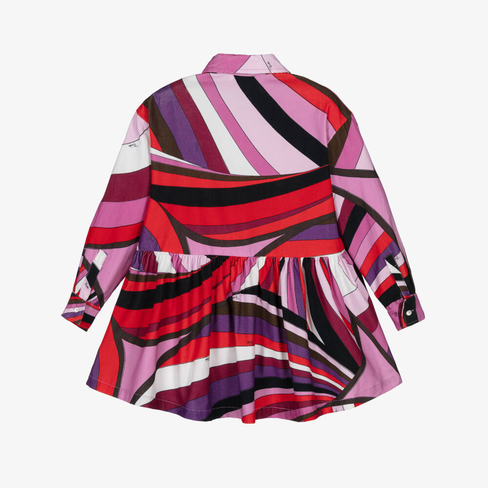 PUCCI-Girls Pink Iride Print Needlecord Dress | Childrensalon Outlet