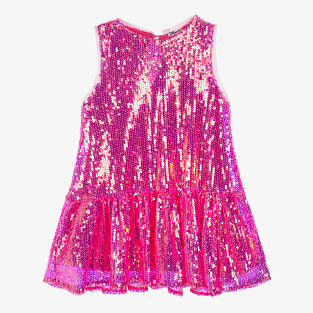 The Tiny Universe-Girls Pink Iridescent Sequin Dress | Childrensalon Outlet