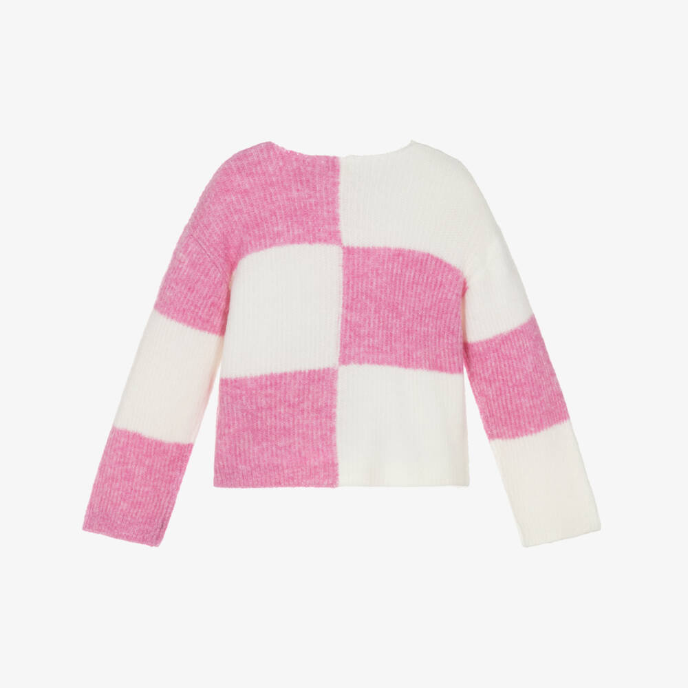 Hatley-Girls Pink & Ivory Checked Sweater | Childrensalon Outlet