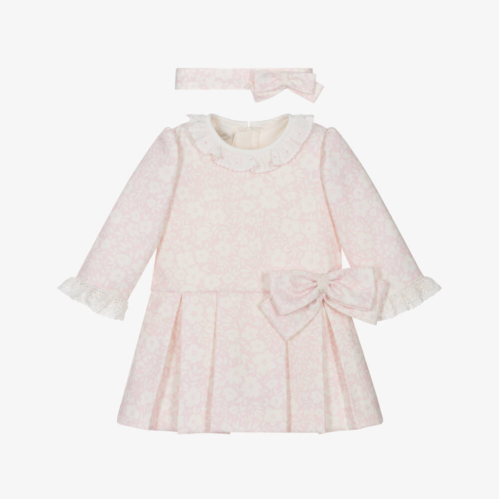 Pretty Originals-Girls Pink & Ivory Floral Twill Dress Set | Childrensalon Outlet