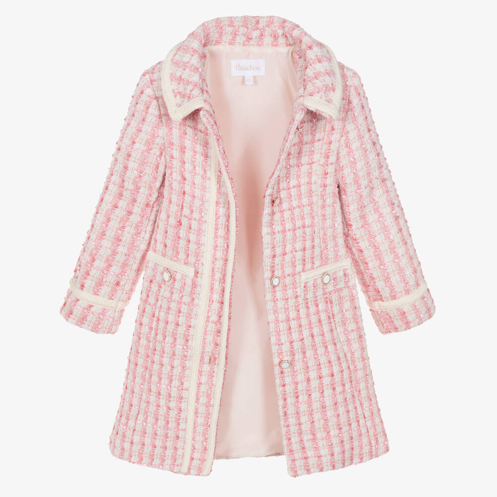 Patachou-Girls Pink & Ivory Tweed Coat | Childrensalon Outlet