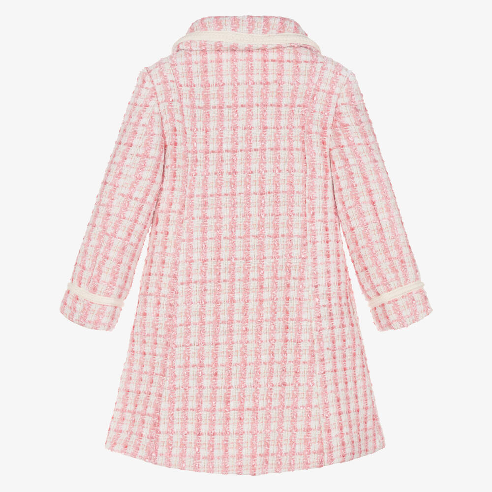 Patachou-Girls Pink & Ivory Tweed Coat | Childrensalon Outlet
