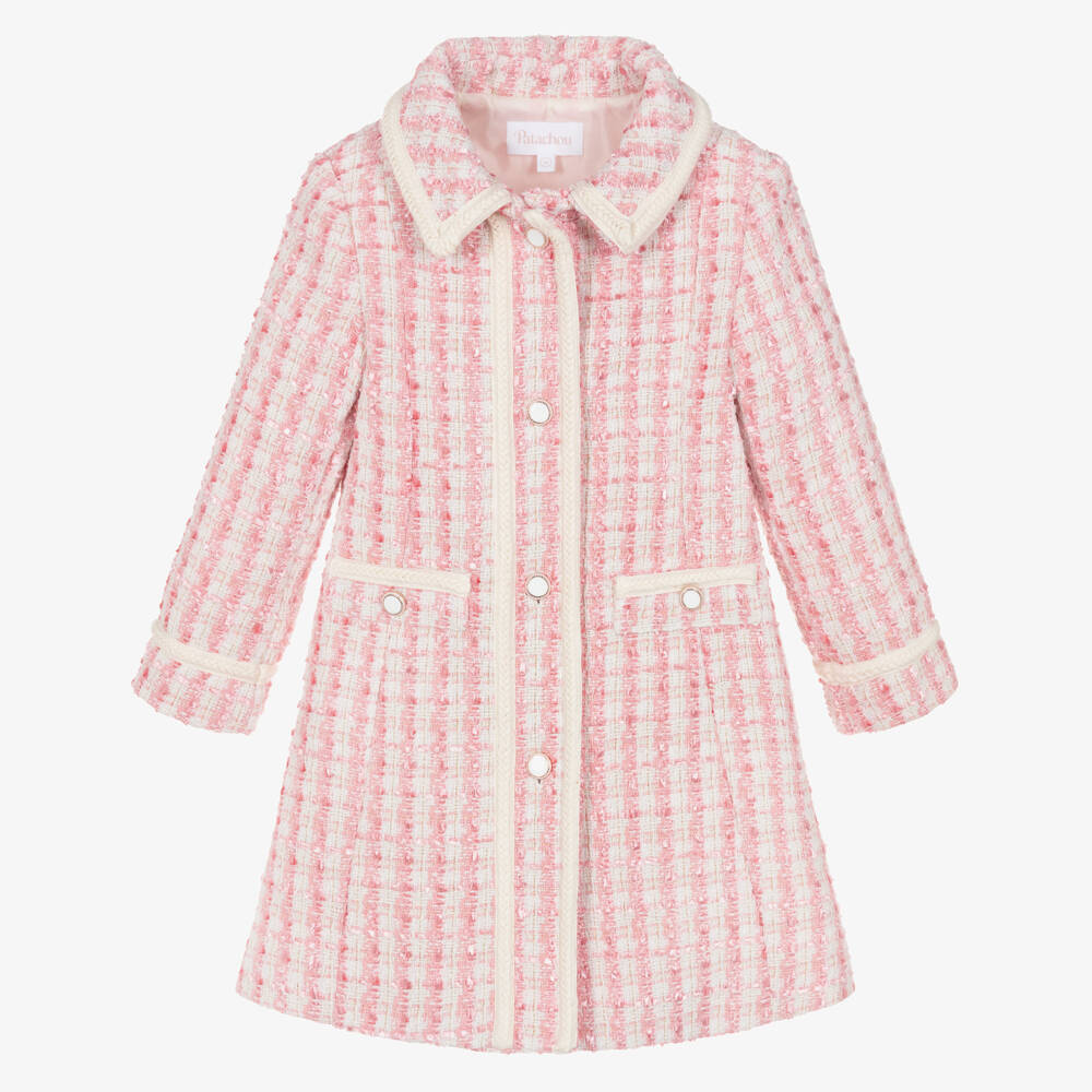 Patachou-Girls Pink & Ivory Tweed Coat | Childrensalon Outlet